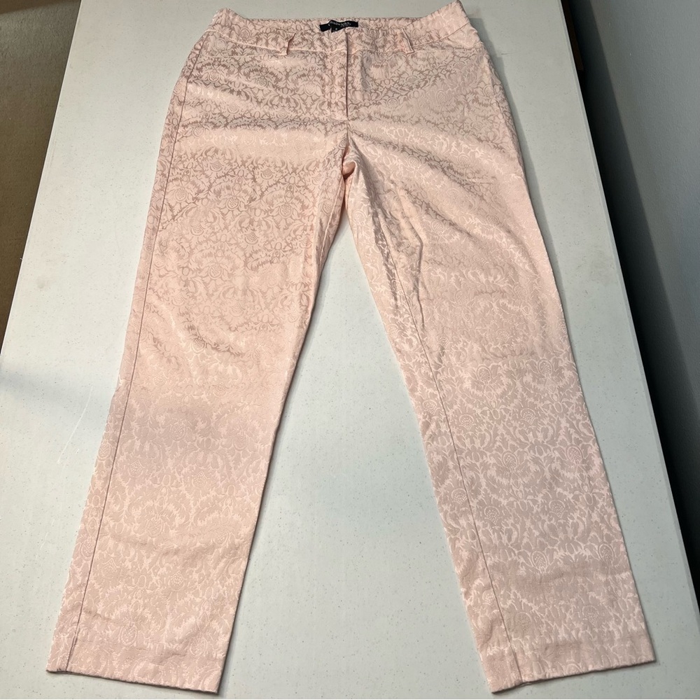 Chadwicks of Boston Pink Brocade Tonal Damask Straight Leg Pants Size 8